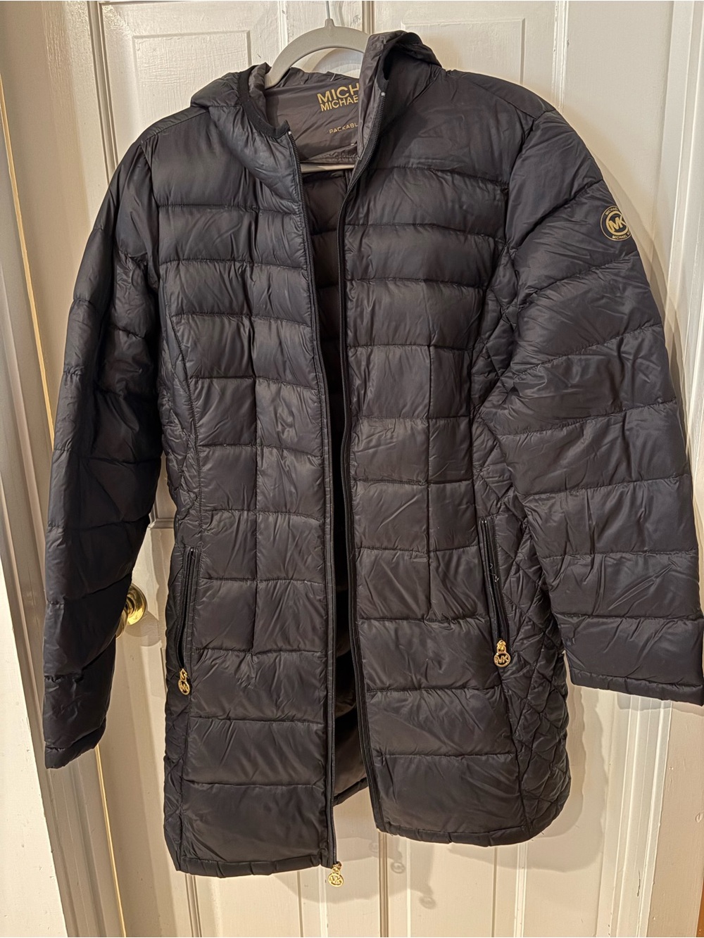 Michael Kors Women's Black Quilted Packable Puffer Coat like new